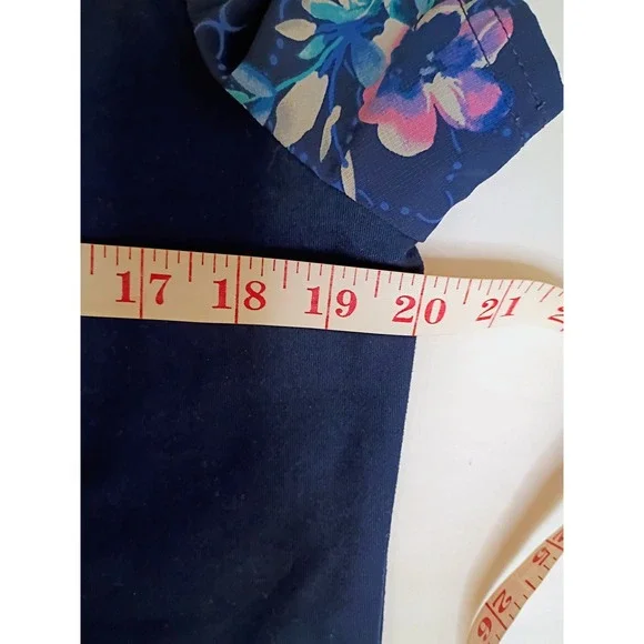 Cherokee‎ iFlex Women's Floral V Neck Scrub Top Short Sleeve Navy M - Picture 6 of 7